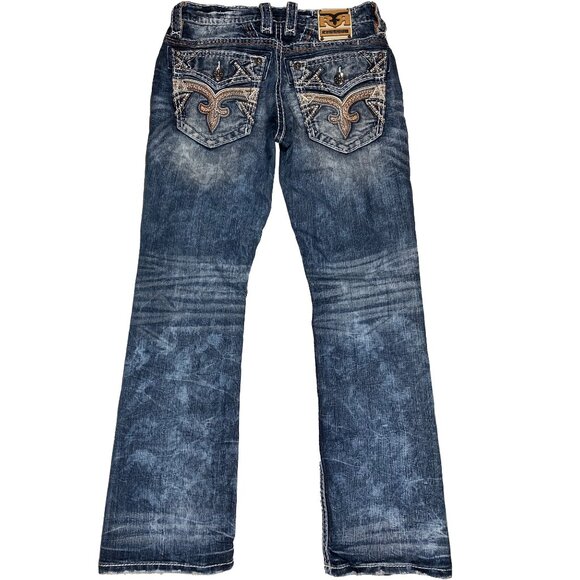 Rock Revival Rattan Low Rise Slim Bootcut Raw Wash denim jeans men's size 31x31 - Picture 1 of 13